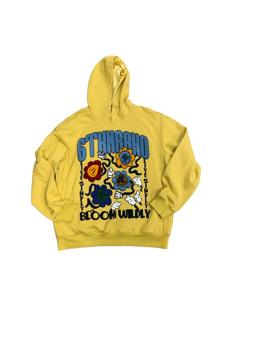 6TH NBRHD WILD BLOOM HOODIE (6TH-F2103)-YELLOW