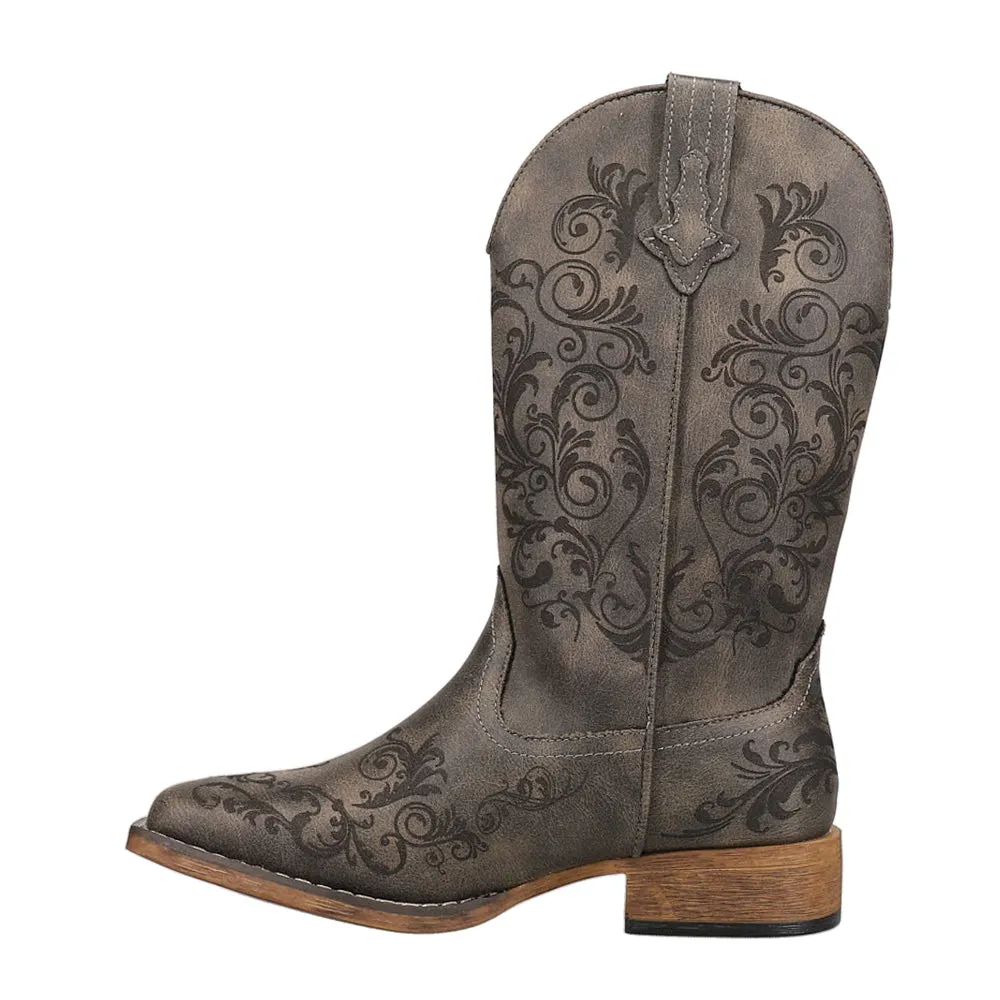 Bailey Laser Square Toe Cowboy Boots