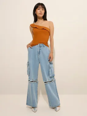Buy Nuon Light Blue High - Rise Wide Leg Jeans from Westside
