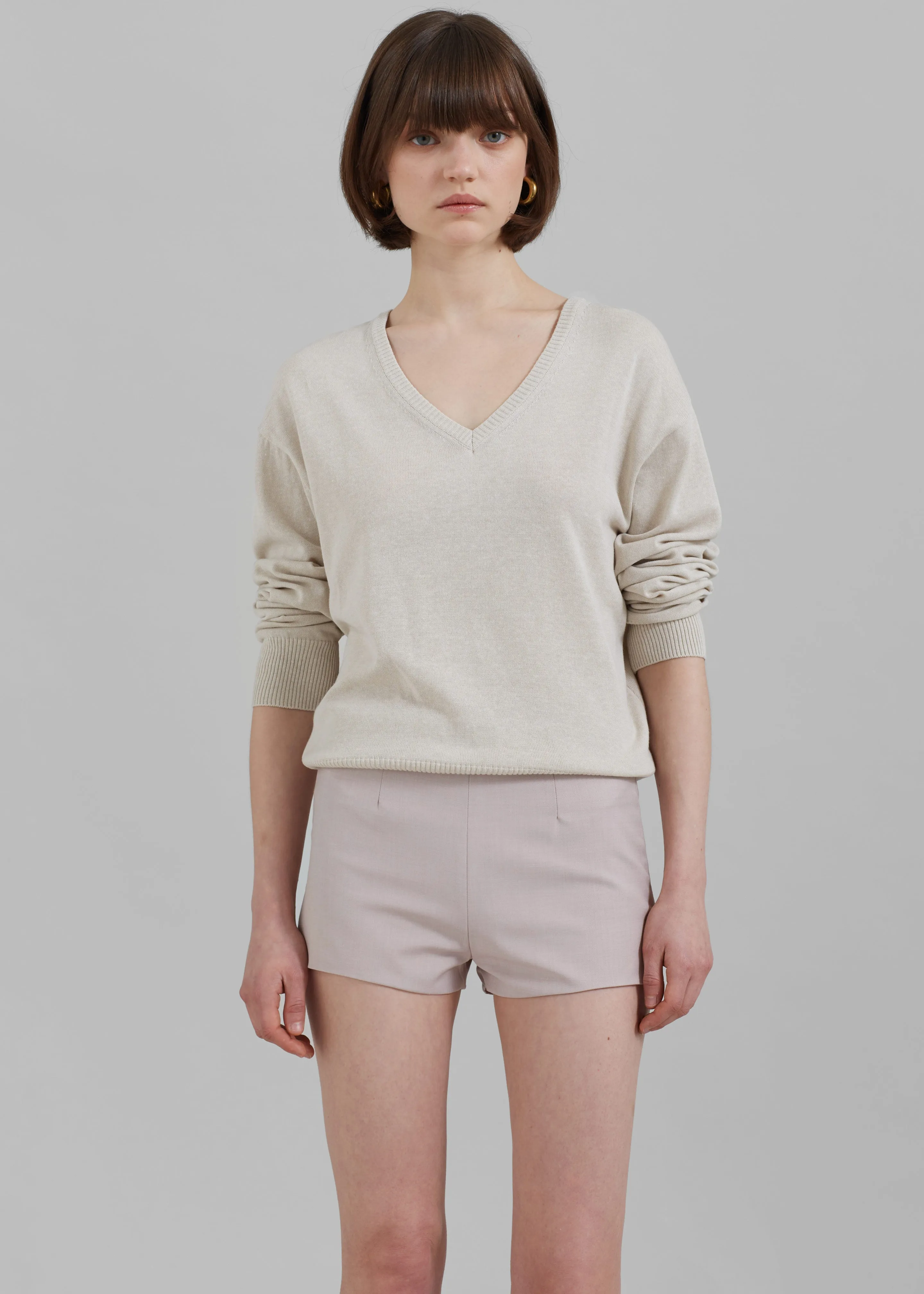 Eliora V Neck Sweater - Beige