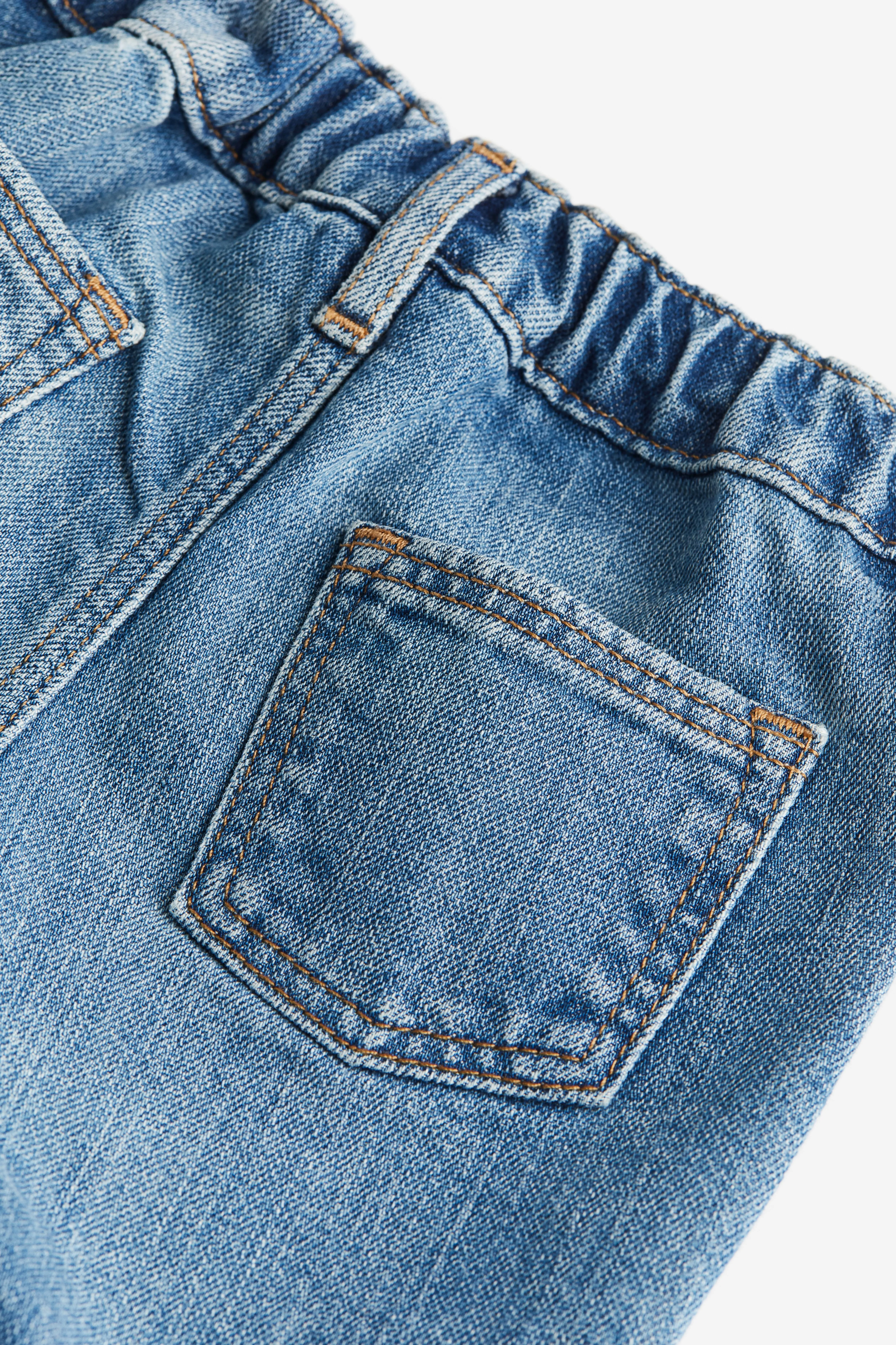 Embroidered jeans - Regular waist - Long - Denim blue/Teddy bears - Kids | H&M GB