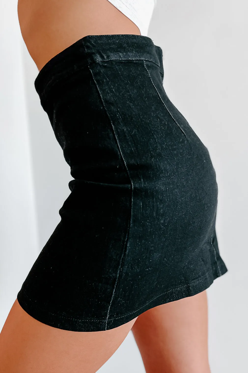 Evening Essential Lace Up Mini Skirt (Black)