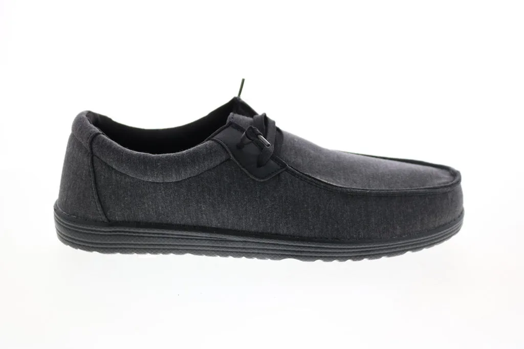 GBX Bowery BOWERY Mens Black Canvas Casual Loafers & Slip Ons Shoes