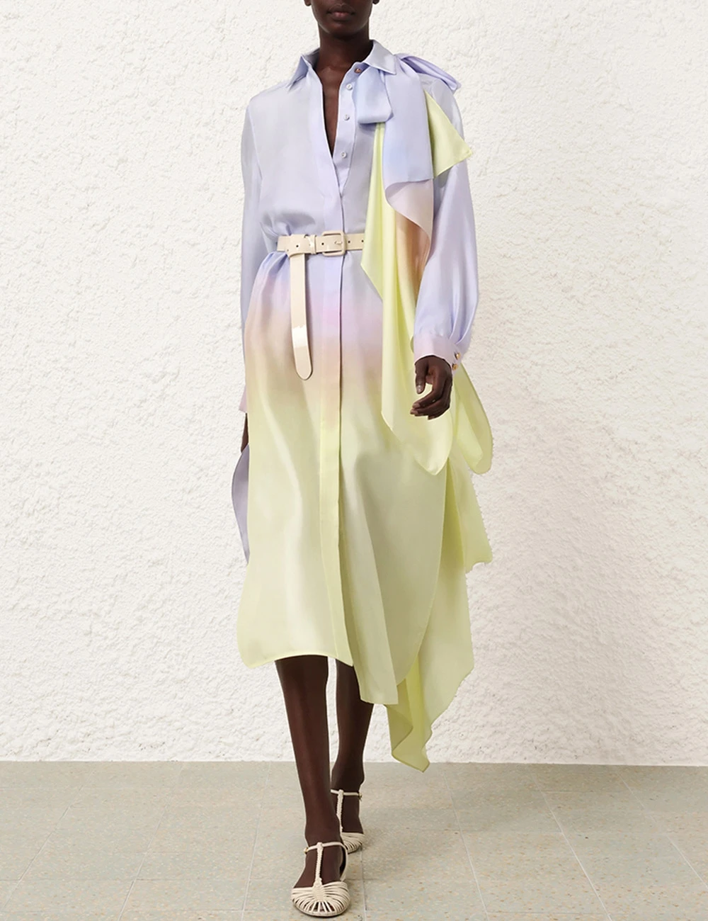 --Harmony Scarf Shirt Midi-