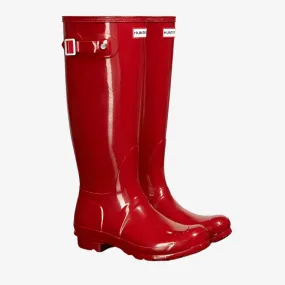 Hunter Women's Original Tall Gloss Wellington Boots in Red