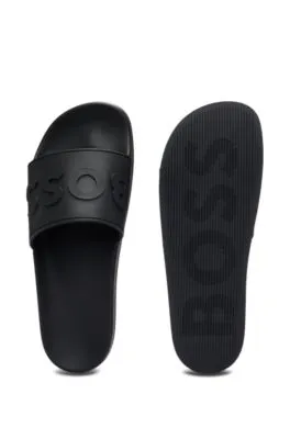 Italian-made slides with raised logo