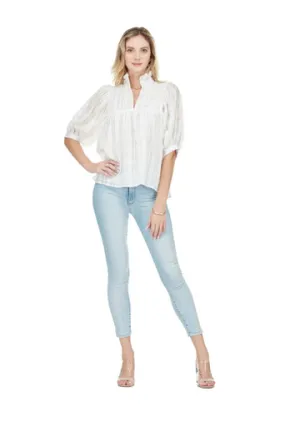 Jade High Neck Puff Sleeve Top, White