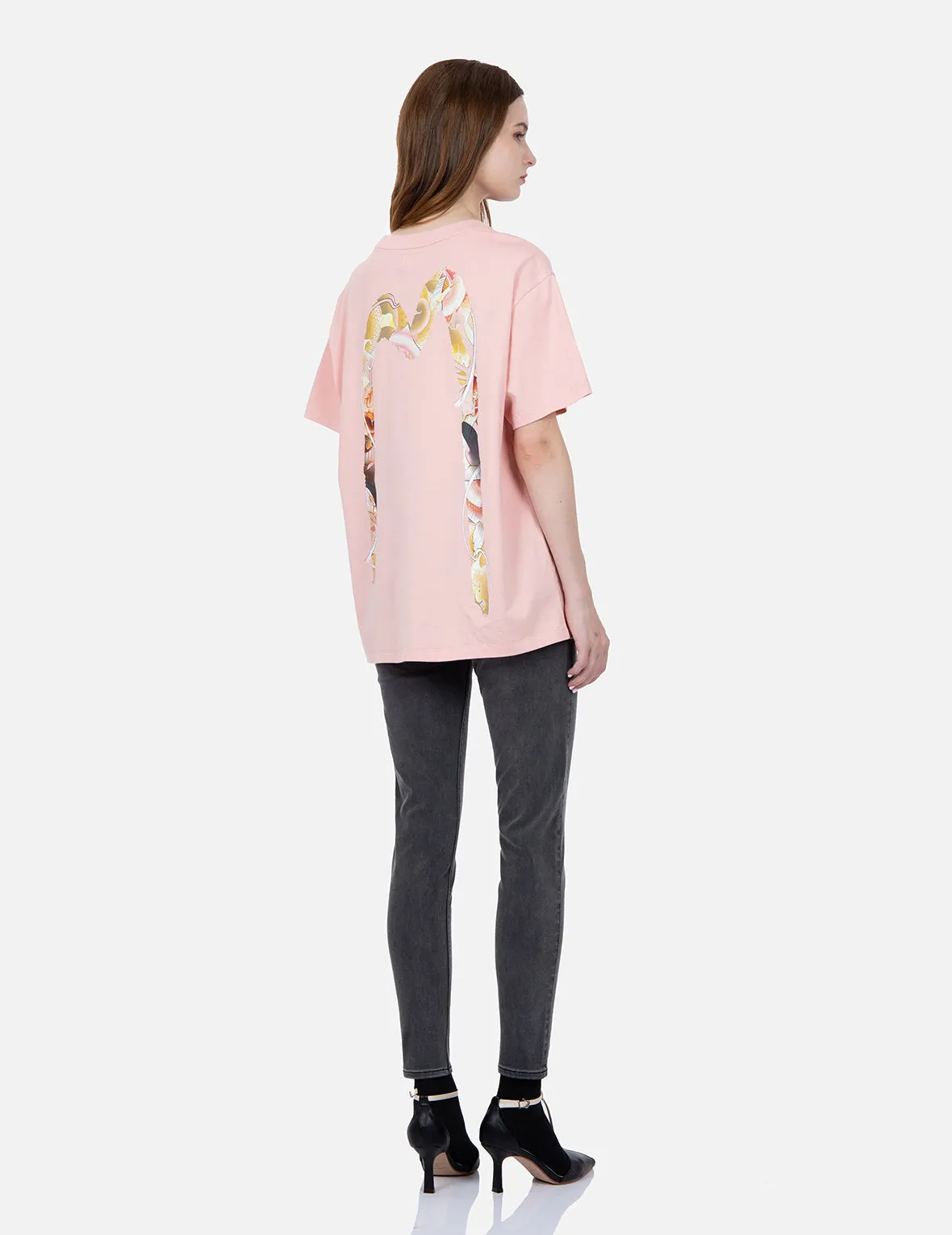 Koi Print and Seagull Embroidery Super High-Waist Skinny Jeans