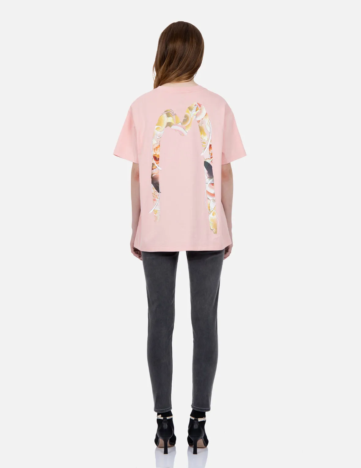 Koi Print and Seagull Embroidery Super High-Waist Skinny Jeans