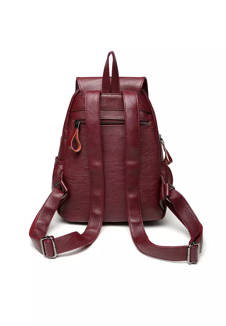 Lara Women Flap Zipper Backpack - Red