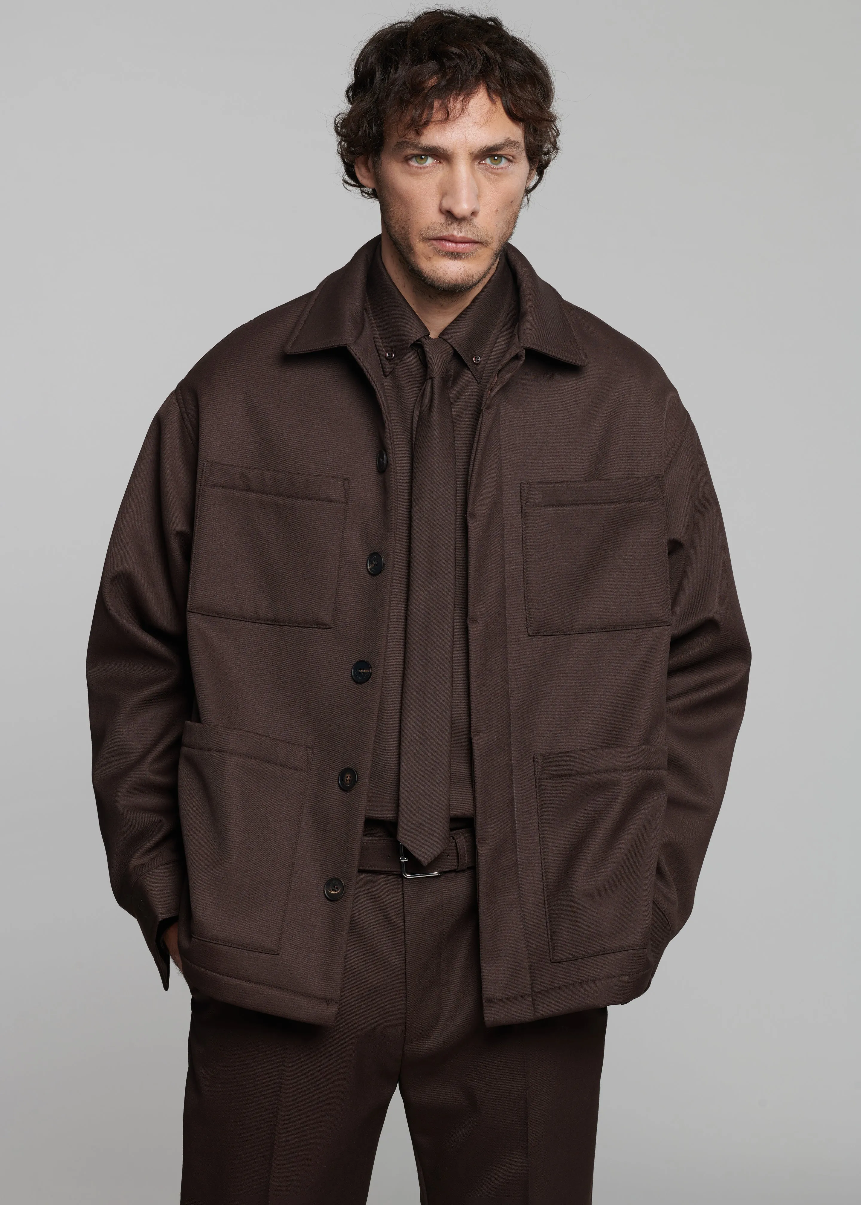 Mason Boxy Wool Jacket - Brown