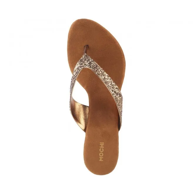Mochi Women Antique-Gold Party Slip Ons