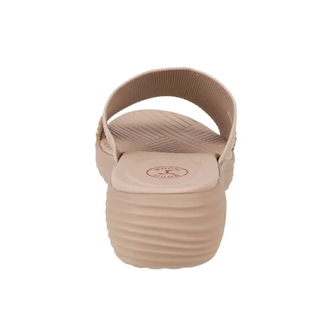 Mochi Women Beige Casual Slip Ons