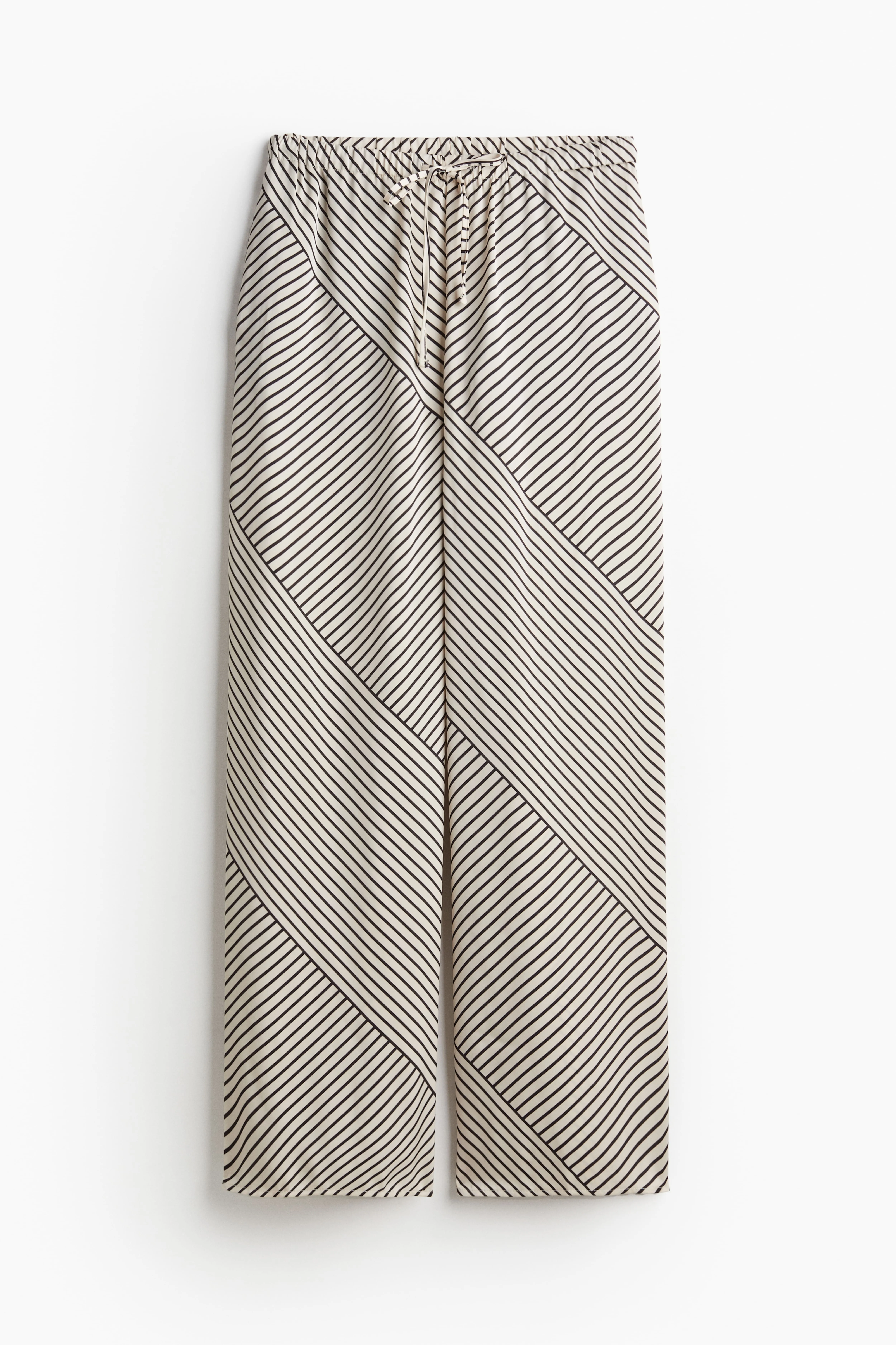 Pull-on trousers - High waist - Long - Cream/Striped - Ladies | H&M GB