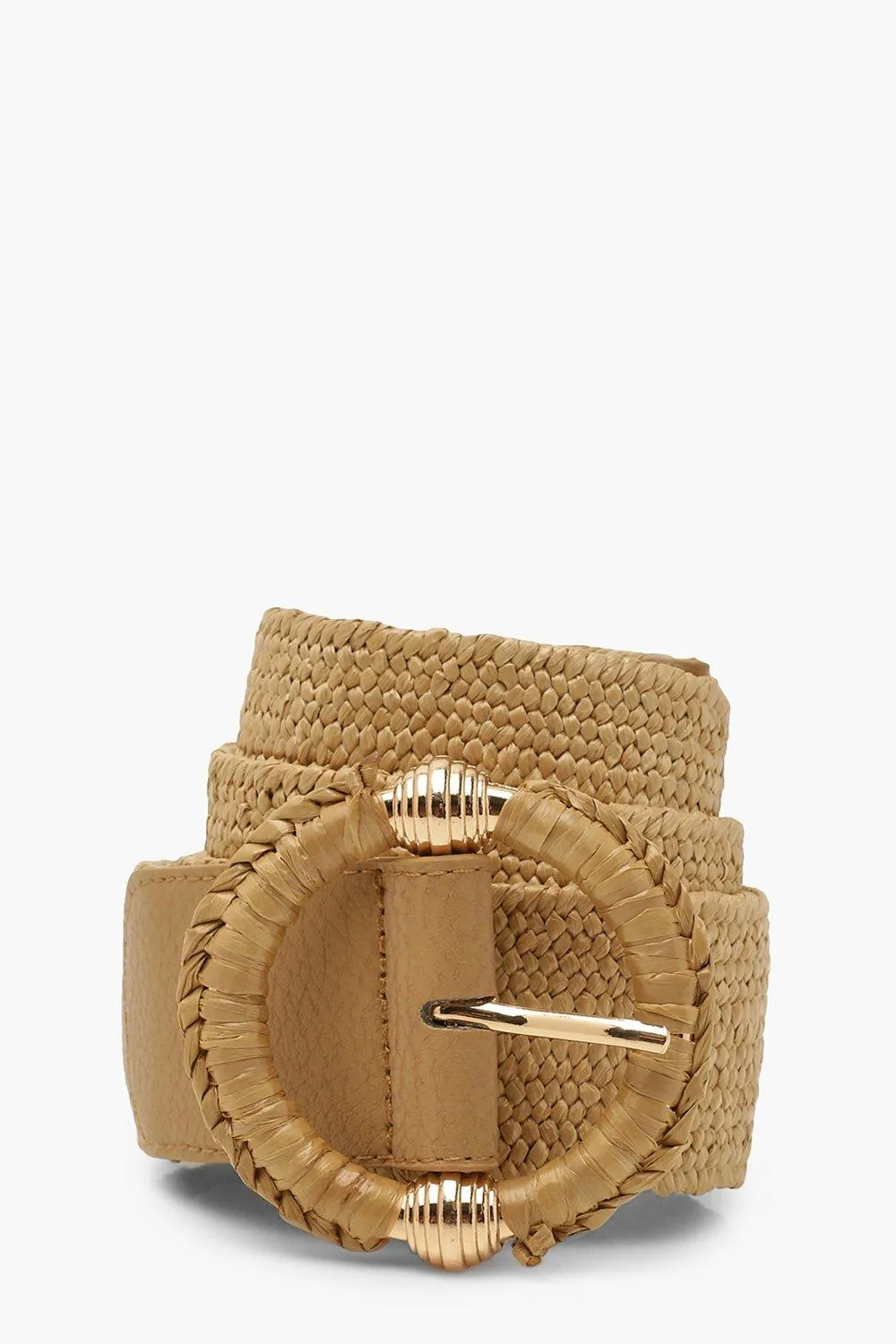 Raffia Circle Buckle Belt