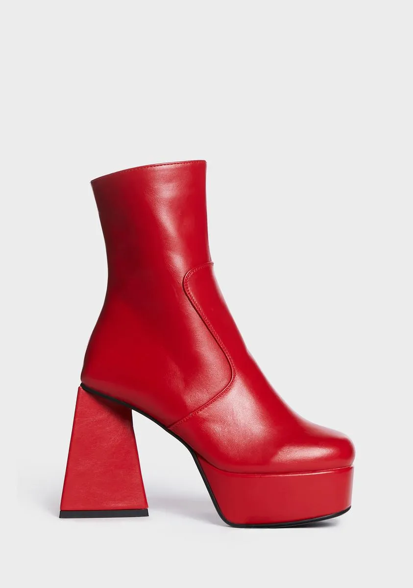 Red Never Simple Ankle Boots-
