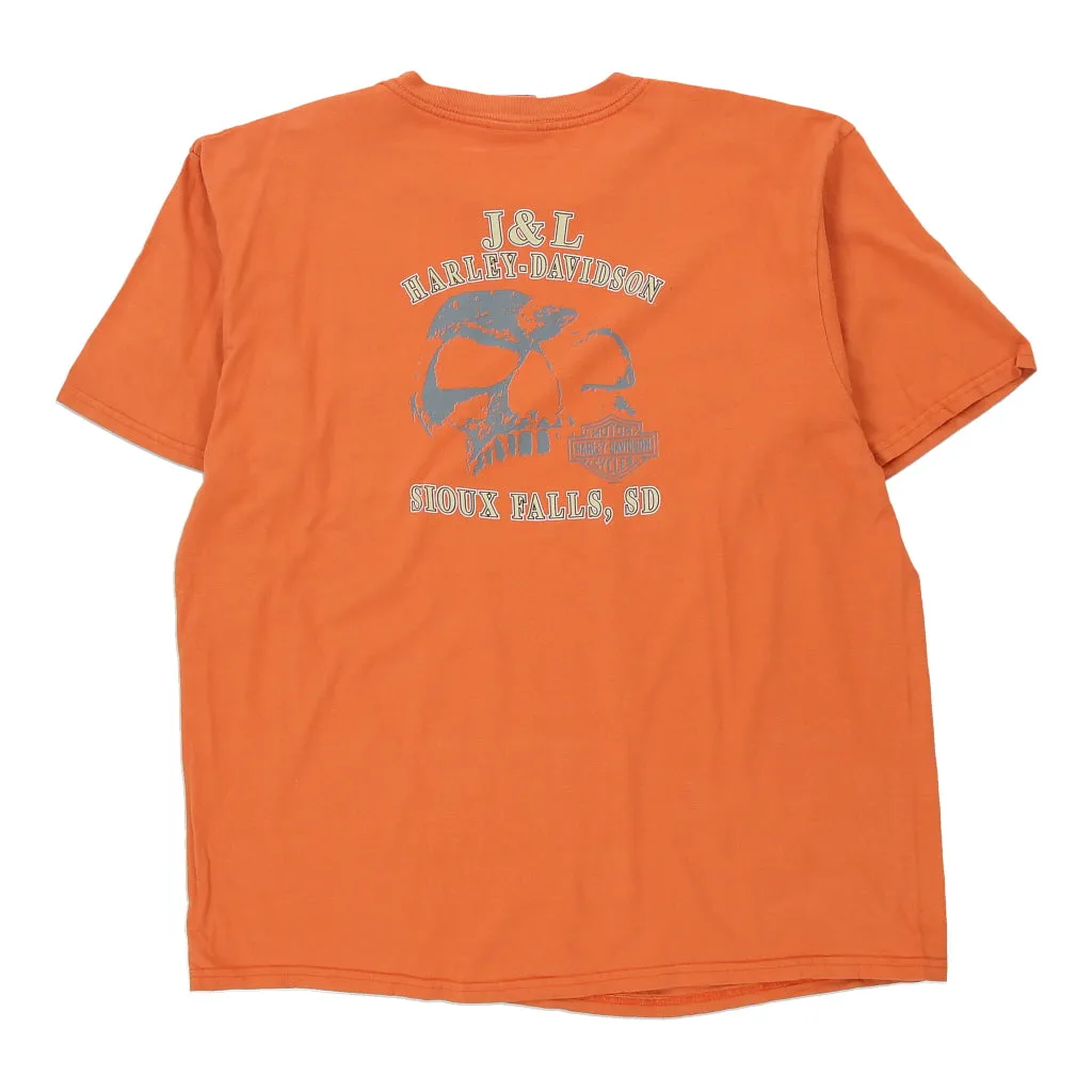 Stoux Falls, SD Harley Davidson Graphic T-Shirt - 2XL Orange Cotton