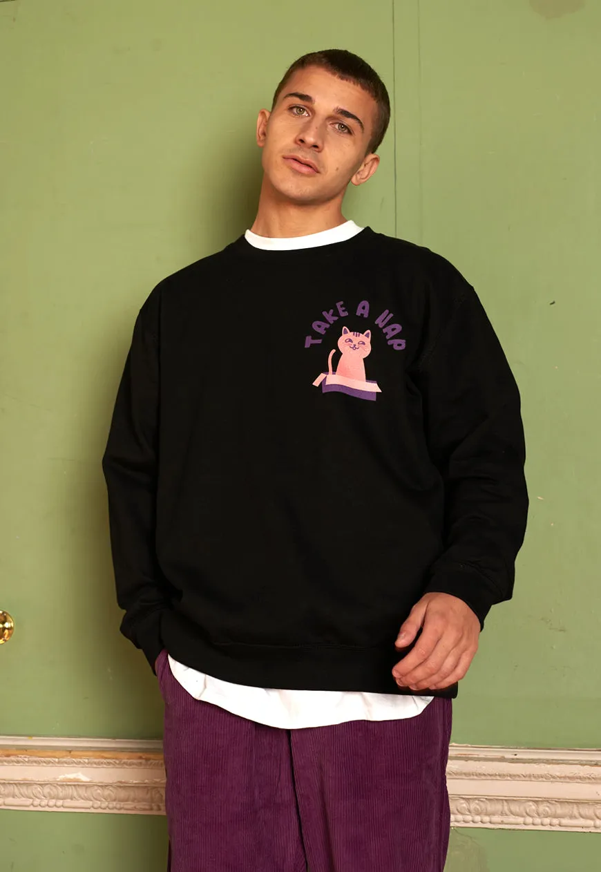 Take A Nap Men's Cat Slogan Sweatshirt