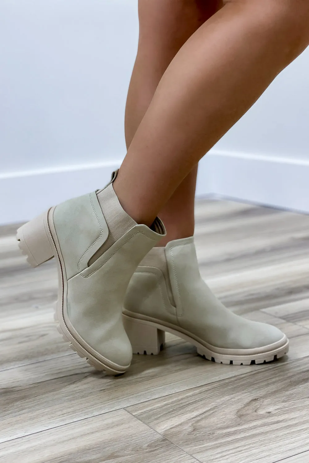 The Laurel Suede Ankle Booties - Bone