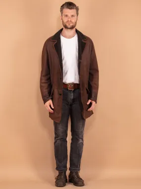 Vintage 80's Men Sheepskin Coat in Brown